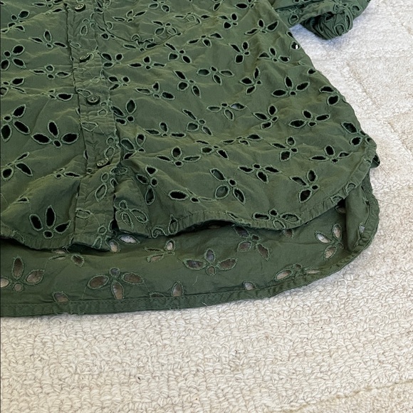 J. Crew Olive Eyelet Spring Garden Top Button Down Shirt - Picture 7 of 9